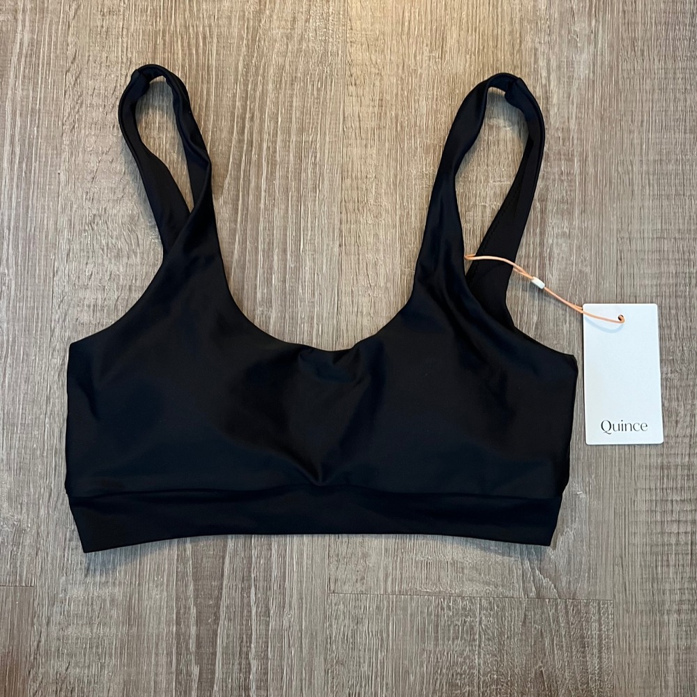 NWT Quince Italian Tank Bikini Top Small Black Swim Minimalist Vacation Beach